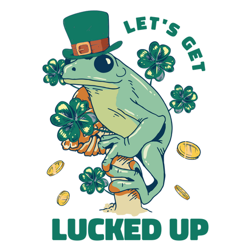 Let's get lucky up frog PNG Design