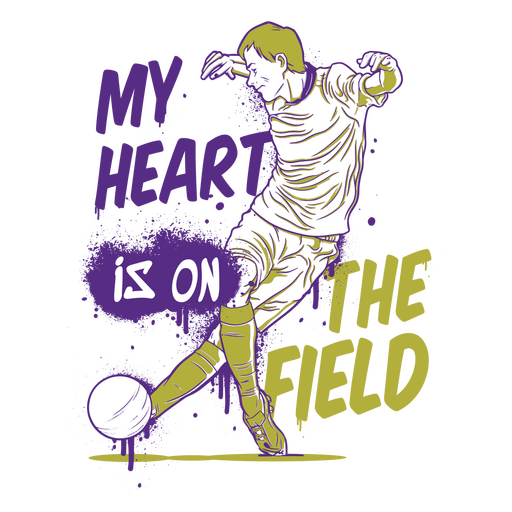 Meu coração está no campo futebol duotônico Desenho PNG