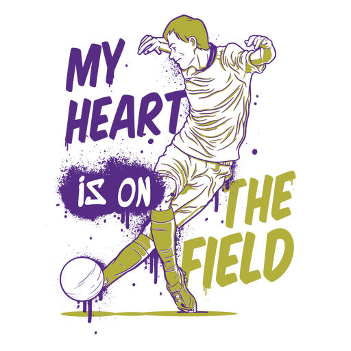 My heart is on the field soccer duotone PNG Design