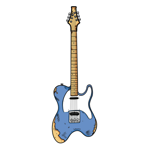 Guitarra el?trica azul com detalhes amarelos Desenho PNG