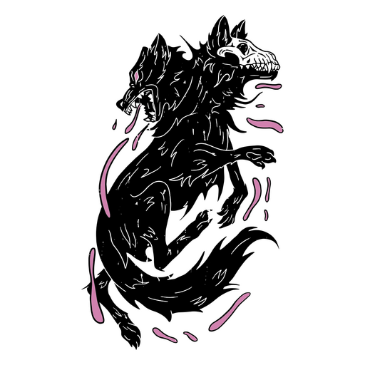 Black and pink drawing of a dragon PNG Design