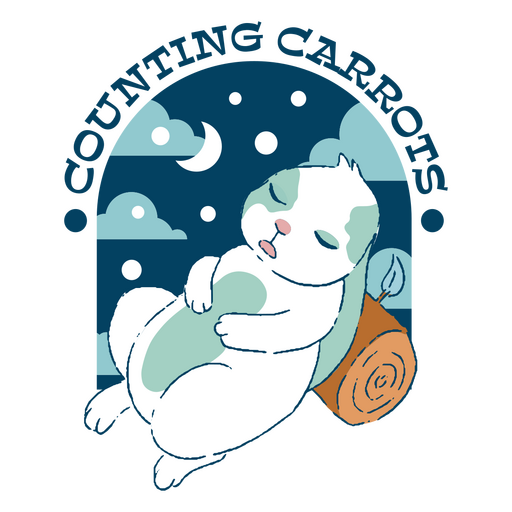 Counting carrots rabbit sleep PNG Design