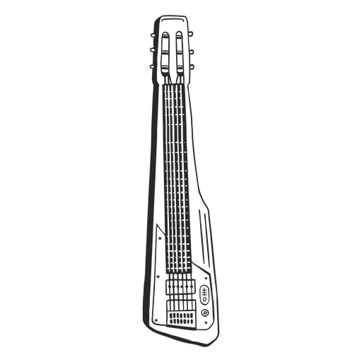 Schwarz-Weiß-Zeichnung einer Gitarre PNG-Design