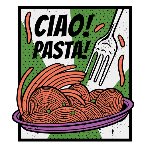 Insignia de cita italiana de pasta ciao