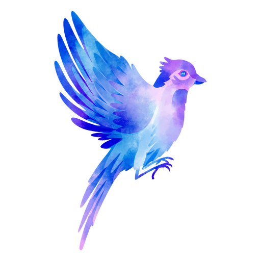 Watercolor illustration of a blue bird PNG Design