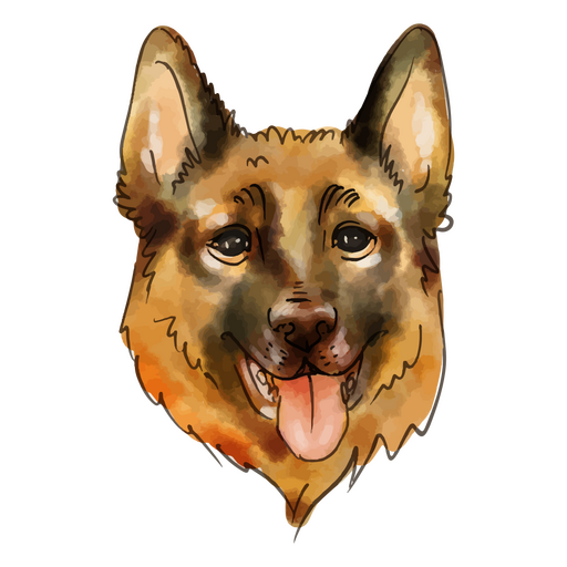 Watercolor German Sheperd dog