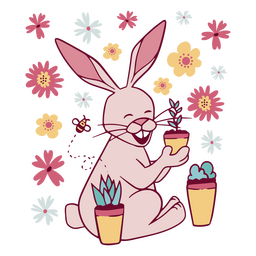 Lindo personaje de conejito de primavera Diseño PNG