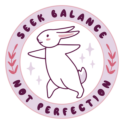 Seek balance bunny cute yoga quote badge PNG Design