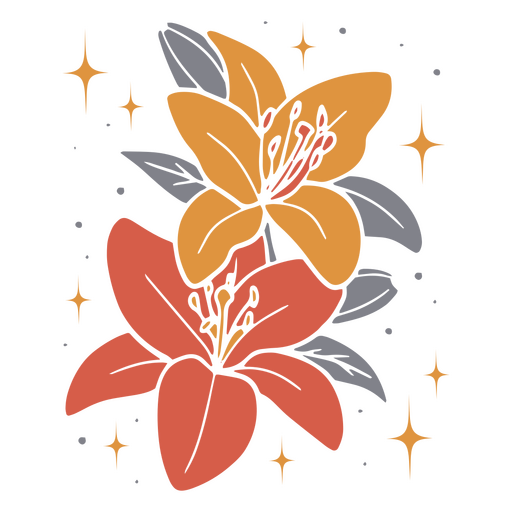 Zwei Lilien mit Sternen PNG-Design