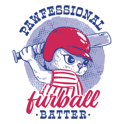 Cat baseball quote badge PNG Design