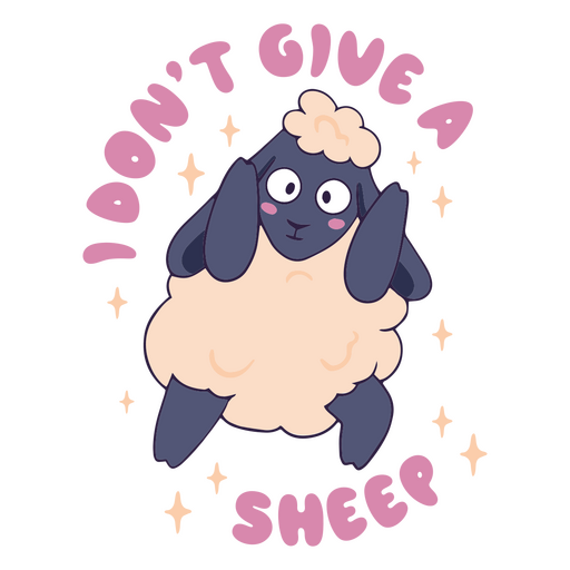 Cartoon sheep with the words don't give a sheep PNG Design