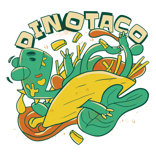 Dino-Taco-Cartoon PNG-Design
