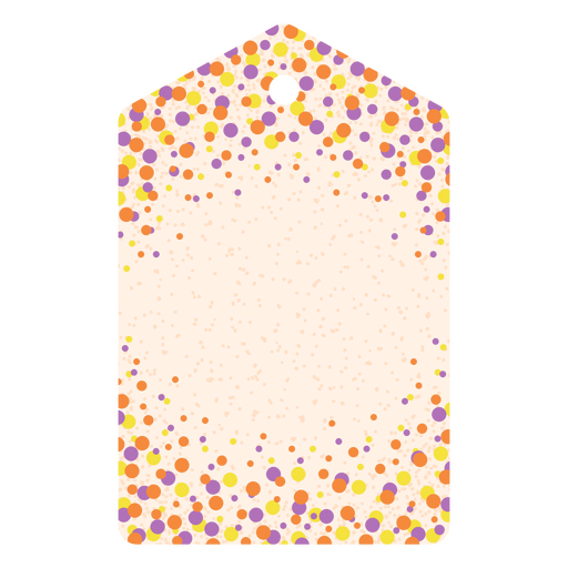 Etiqueta para presente de bolinhas laranja e roxa Desenho PNG