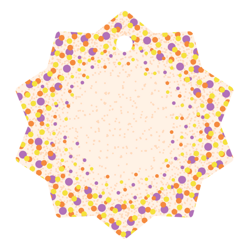 Sternförmiges Etikett in Orange und Lila PNG-Design
