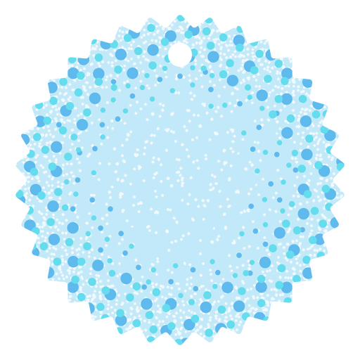 Imagen de un círculo azul con algunos copos de nieve. Diseño PNG