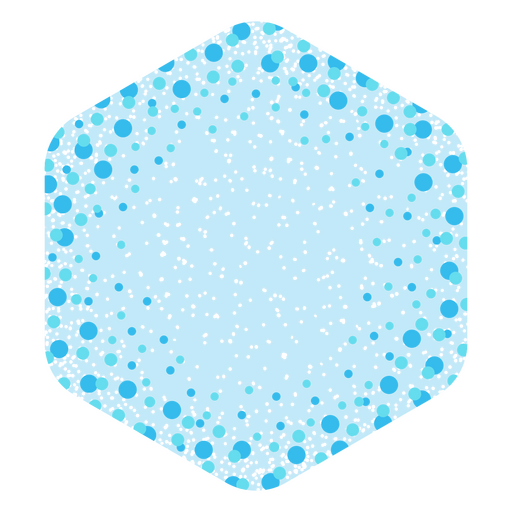 Hexágono azul con puntos blancos. Diseño PNG