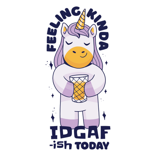 Unicornio bebiendo cerveza sintiéndose un poco idgaf hoy Diseño PNG