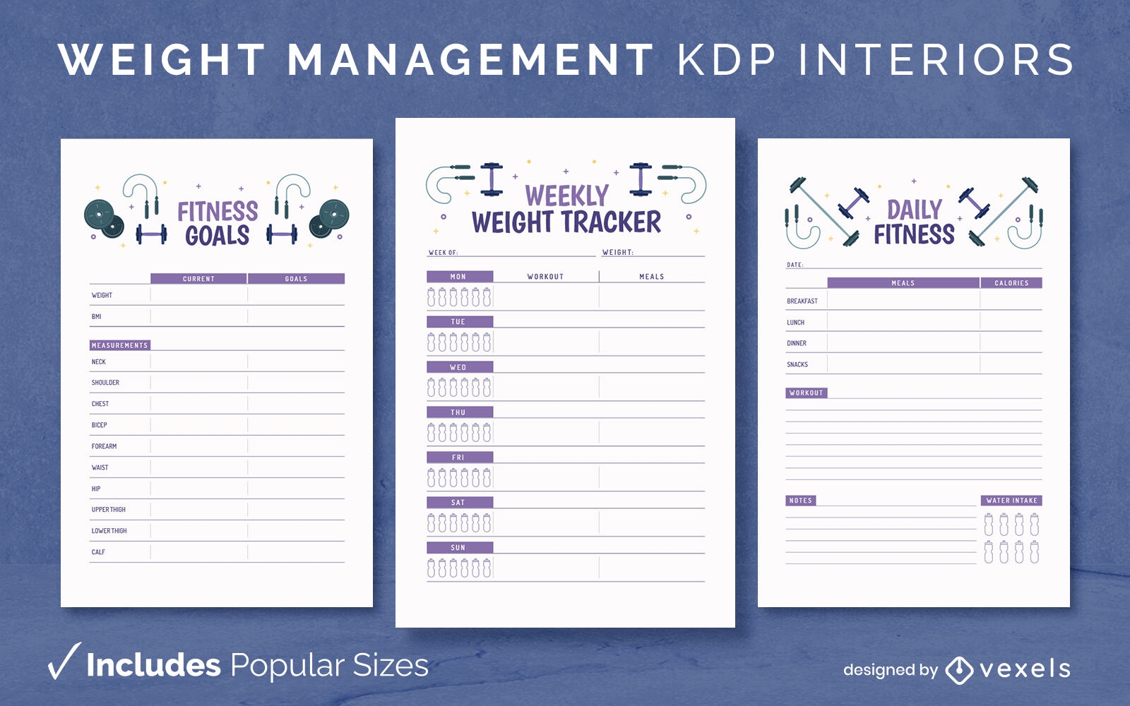 Fitness planner journal template KDP interior design