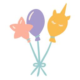 Icono de globos de cumpleaños de unicornio