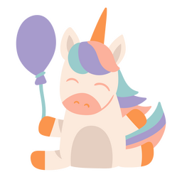 Ícone de criatura de balão de aniversário de unicórnio Desenho PNG