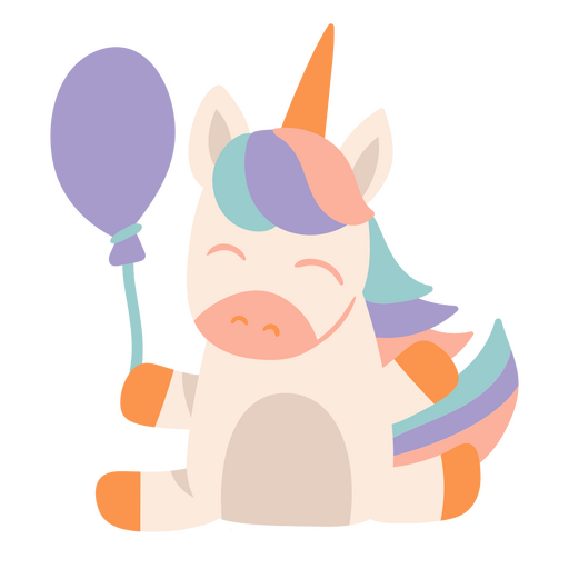 Icono de criatura de globo de cumpleaños de unicornio Diseño PNG