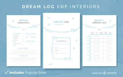 Modelo de design de diário de log dos sonhos KDP