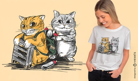 Diseño de camiseta de animales de gatos divertidos que se portan mal