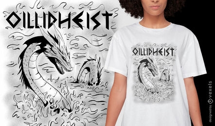Diseño de camiseta de criatura de folklore celta.