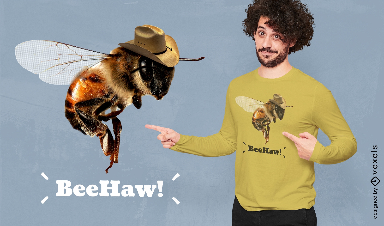 Animal de abeja realista con diseño de camiseta de sombrero.