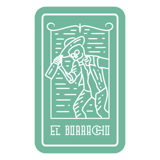 Día de los muertos El Borracho esqueleto tarjeta de lotería recortada Diseño PNG