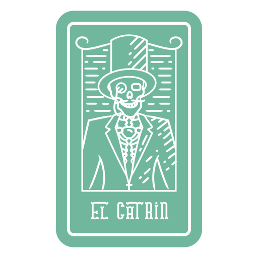 D?a de los muertos El Catr?n skeleton cut out lottery card PNG Design