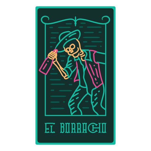 Cartão de loteria esqueleto Día de los muertos El Borracho Desenho PNG