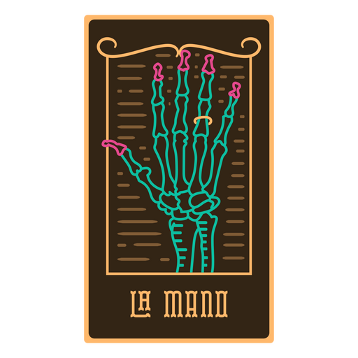 Cartão de loteria esqueleto Día de los muertos La Mano Desenho PNG