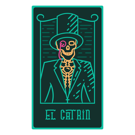 Cart?o de loteria esqueleto D?a de los muertos El Catr?n Desenho PNG