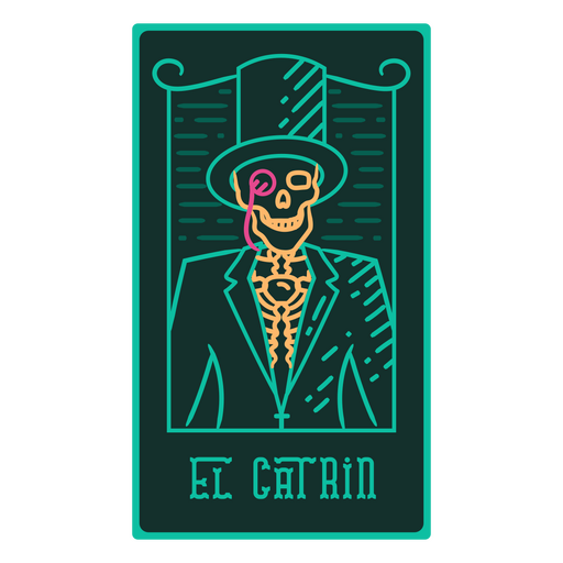 D?a de los muertos El Catr?n skeleton lottery card PNG Design