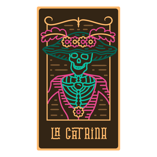 Cartão de loteria esqueleto Día de los muertos La Catrina Desenho PNG