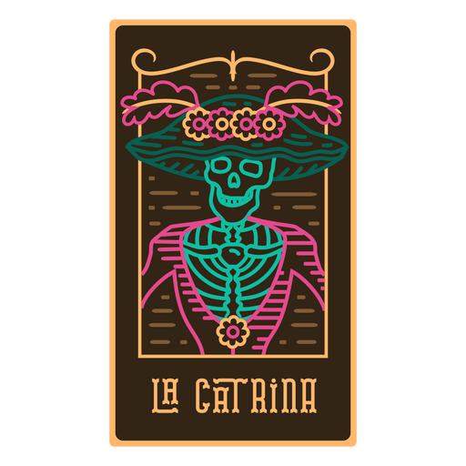D?a de los muertos La Catrina skeleton lottery card PNG Design