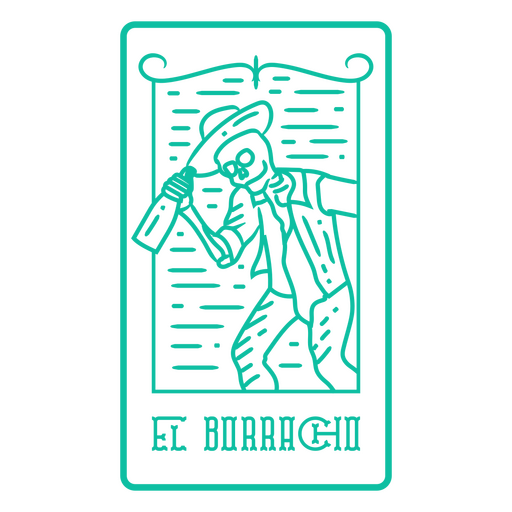 Cartão de loteria Día de los muertos El Borracho esqueleto linha arte Desenho PNG