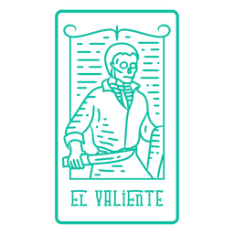 Día de los muertos El Valiente skeleton line art lottery card PNG Design
