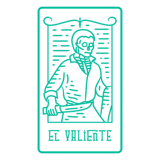 Cartão de loteria Día de los muertos El Valiente esqueleto line art Desenho PNG