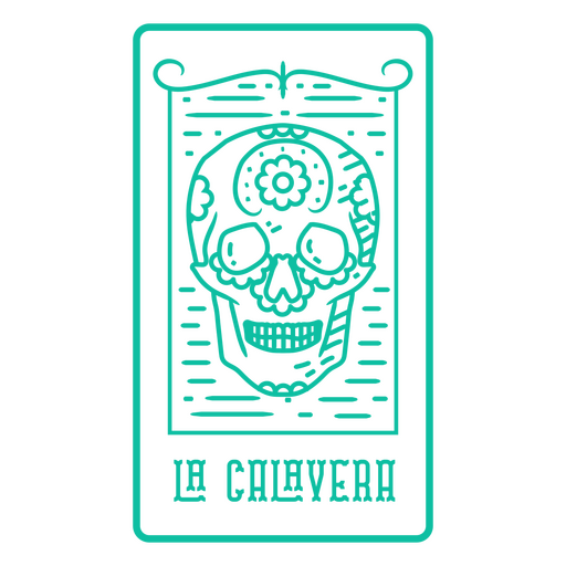 Tarjeta de lotería de arte de línea de esqueleto de Día de los muertos La Calavera Diseño PNG