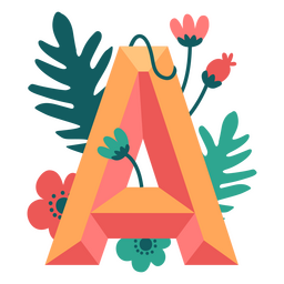 Tropical nature letter A alphabet PNG Design