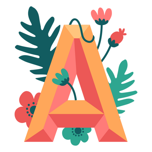 Tropical nature letter A alphabet PNG Design