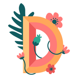 Tropical nature letter D alphabet PNG Design Transparent PNG
