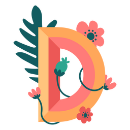 Tropisches Naturbuchstabe D-Alphabet PNG-Design