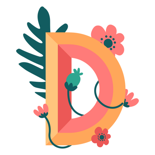 Tropisches Naturbuchstabe D-Alphabet PNG-Design