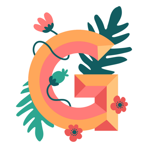 Alfabeto de la letra G de la naturaleza tropical Diseño PNG