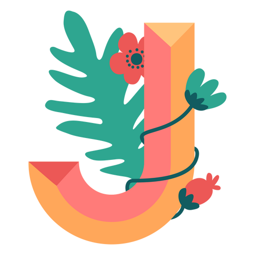 Tropical nature letter J alphabet