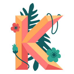 Tropical nature letter K alphabet PNG Design