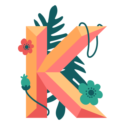Alfabeto de la letra K de la naturaleza tropical Diseño PNG